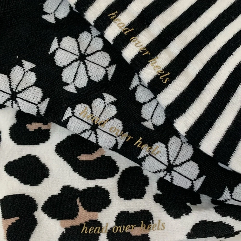Kate Spade NY Leopard Stripes No Show Socks 3 Pairs One Size